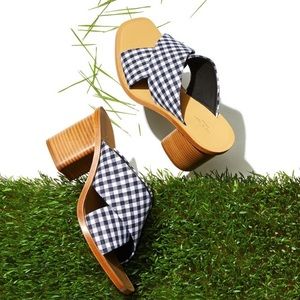 New Rag & Bone Gingham Block Heel Sandals